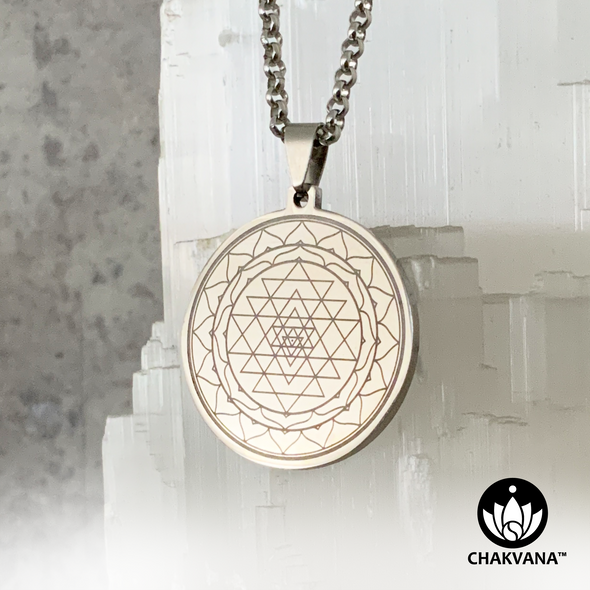 Sri Yantra Necklace - Laser Engraved Stainless Steel