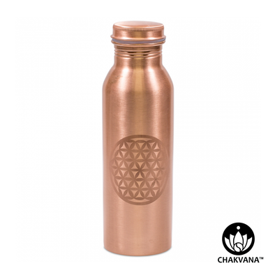 750ml Copper Water Bottle with Laser Etched Flower of Life Symbol