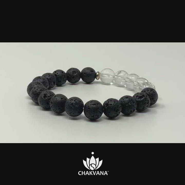 Video of Clear Quartz & Lava Stone 8mm Gemstone Bead Bracelet – Chakvana.com