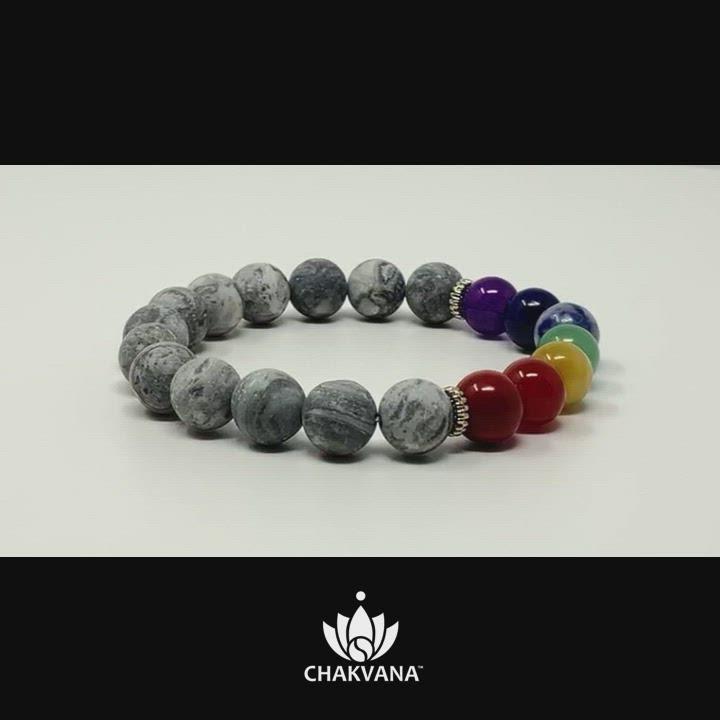 7 Chakras & Map Jasper 8mm Gemstone Bead Bracelet – Chakvana.com