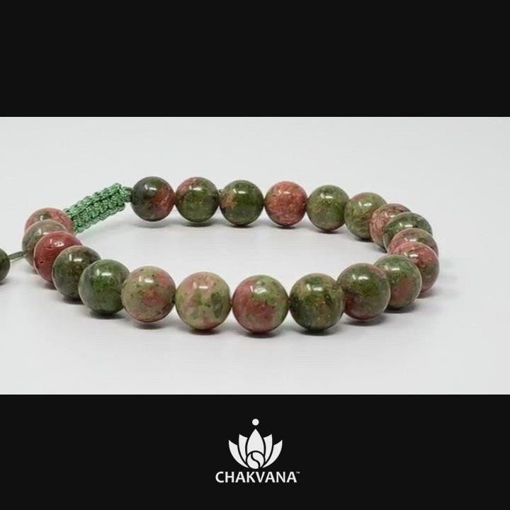 CHAKVANA 8mm Unakite Adjustable Macrame Gemstone Bead Bracelet – Chakvana.com