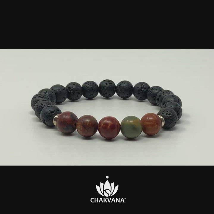 Video of Picasso Jasper & Black Lava Stone - 8mm Gemstone Bead Bracelet – Chakvana.com