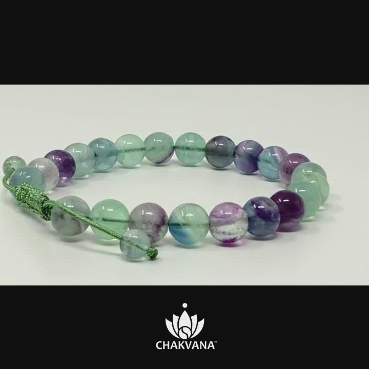 Video of Fluorite 8mm Adjustable Macrame Gemstone Bead Bracelet – Chakvana.com