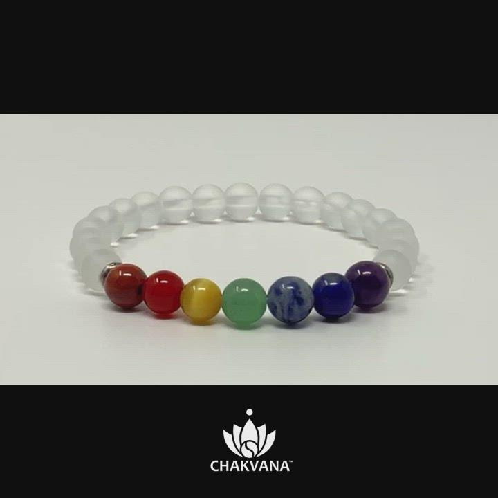 Video of CHAKVANA 7 Chakras & Frosted Quartz - 6mm Gemstone Bead Bracelet – Chakvana.com