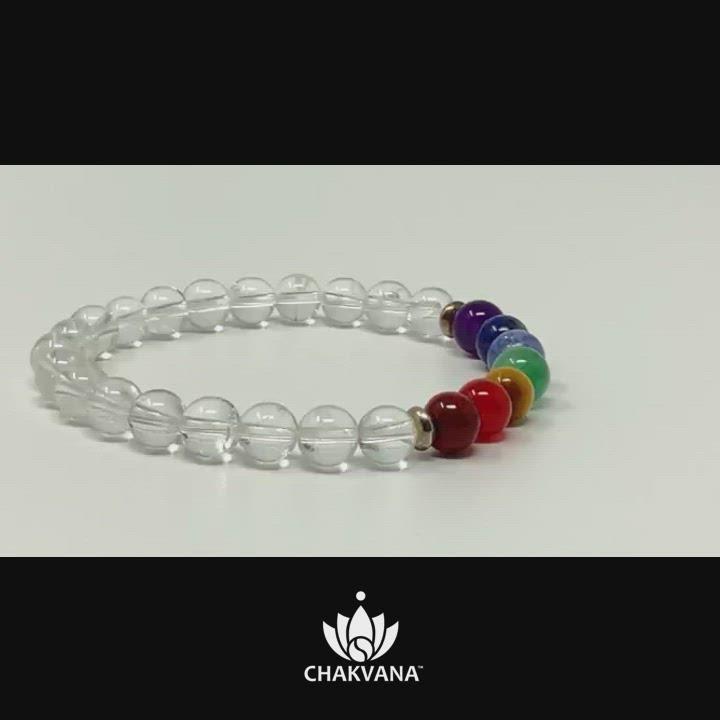 Video of CHAKVANA 7 Chakras & Clear Quartz - 6mm Gemstone Bead Bracelet – Chakvana.com