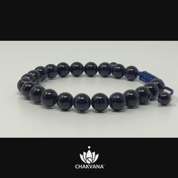CHAKVANA 8mm Blue Goldstone Adjustable Macrame Gemstone Bead Bracelet – Chakvana.com